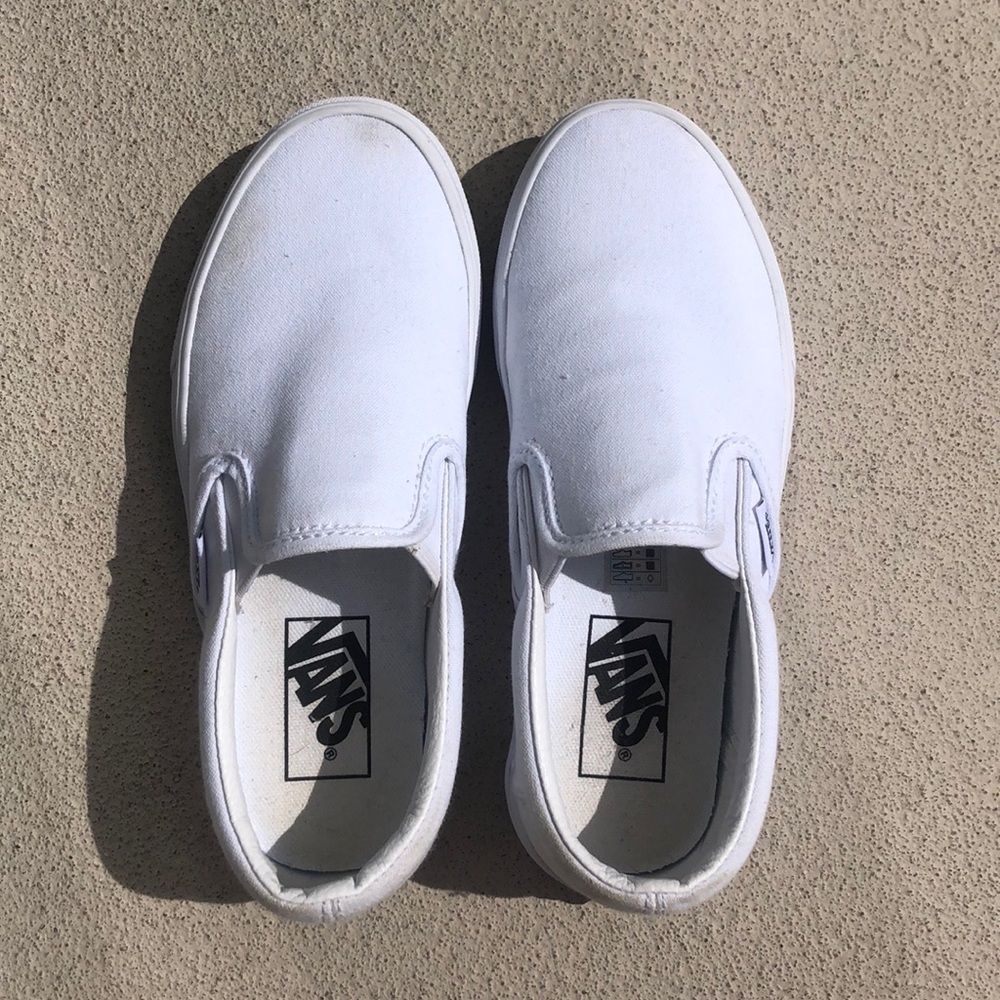 White classic slip on vans